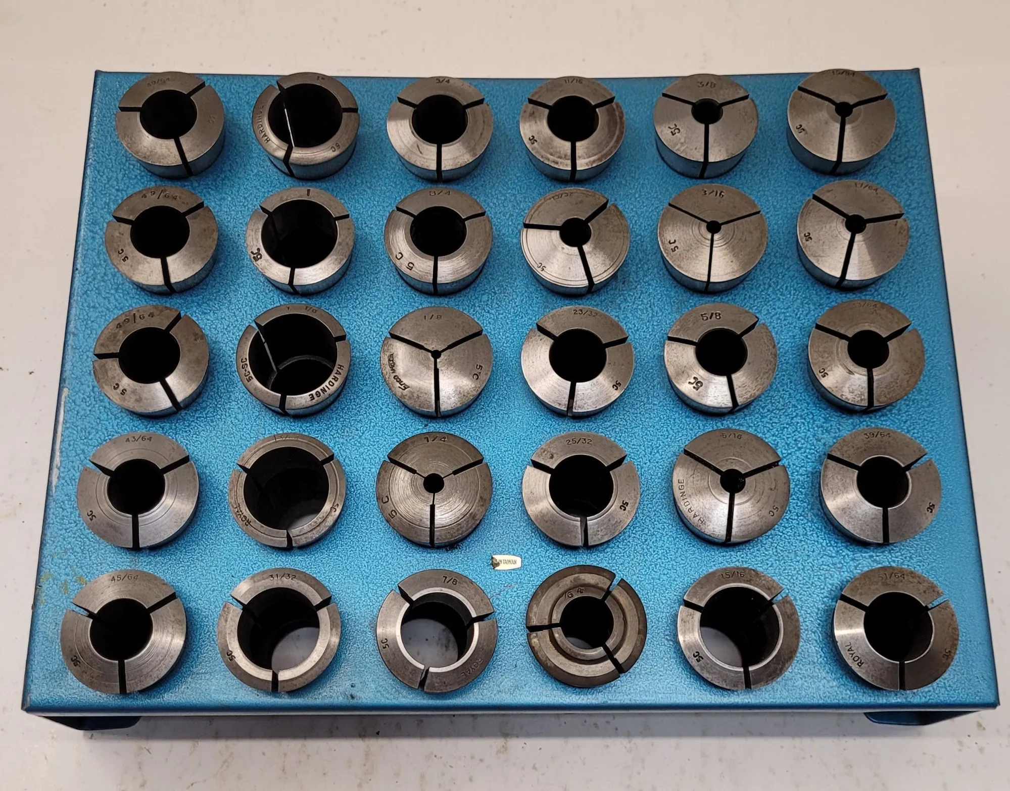 5C COLLET SET (30 PIECES) - VARIOUS SIZES & BRANDS (HARDINGE, ROYAL, EMCO) - MACHINING TOOLING & PARTS
