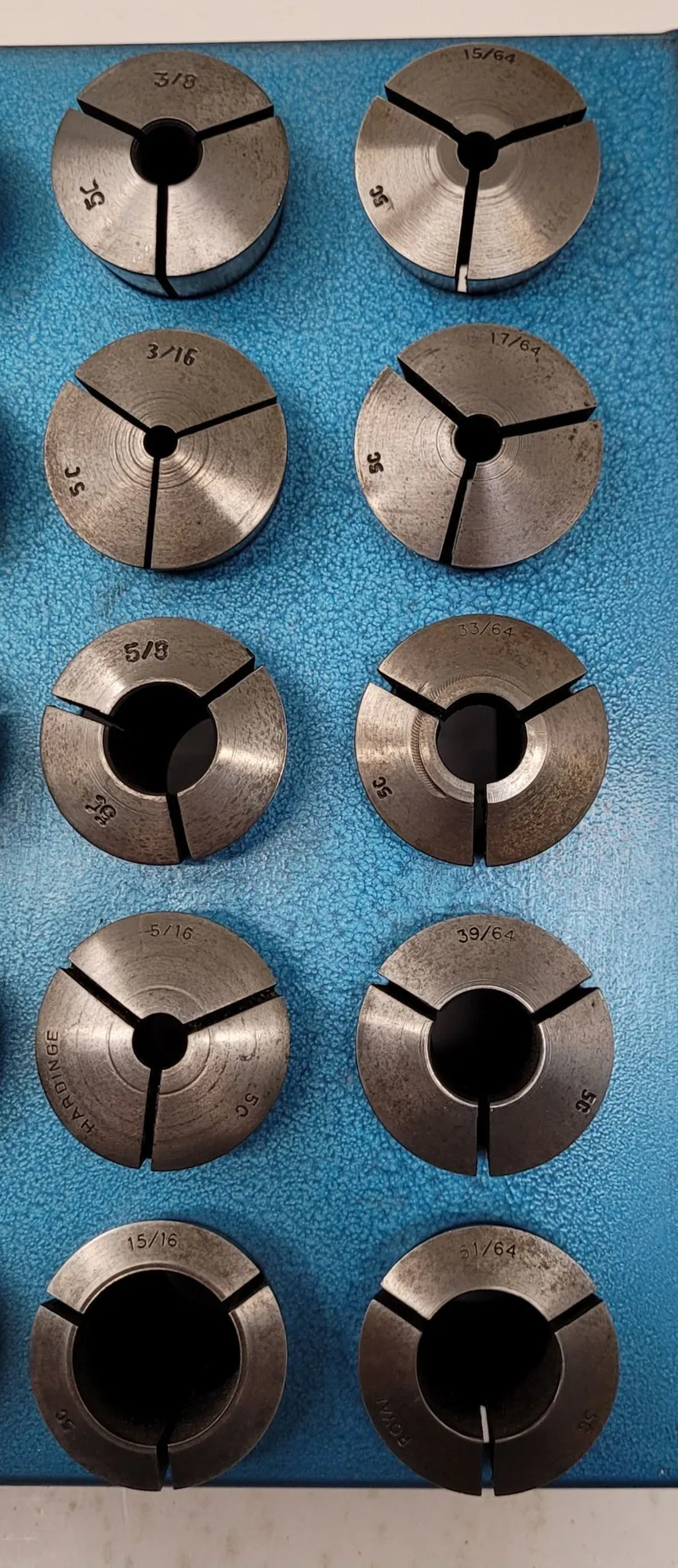 5C COLLET SET (30 PIECES) - VARIOUS SIZES & BRANDS (HARDINGE, ROYAL, EMCO) - MACHINING TOOLING & PARTS