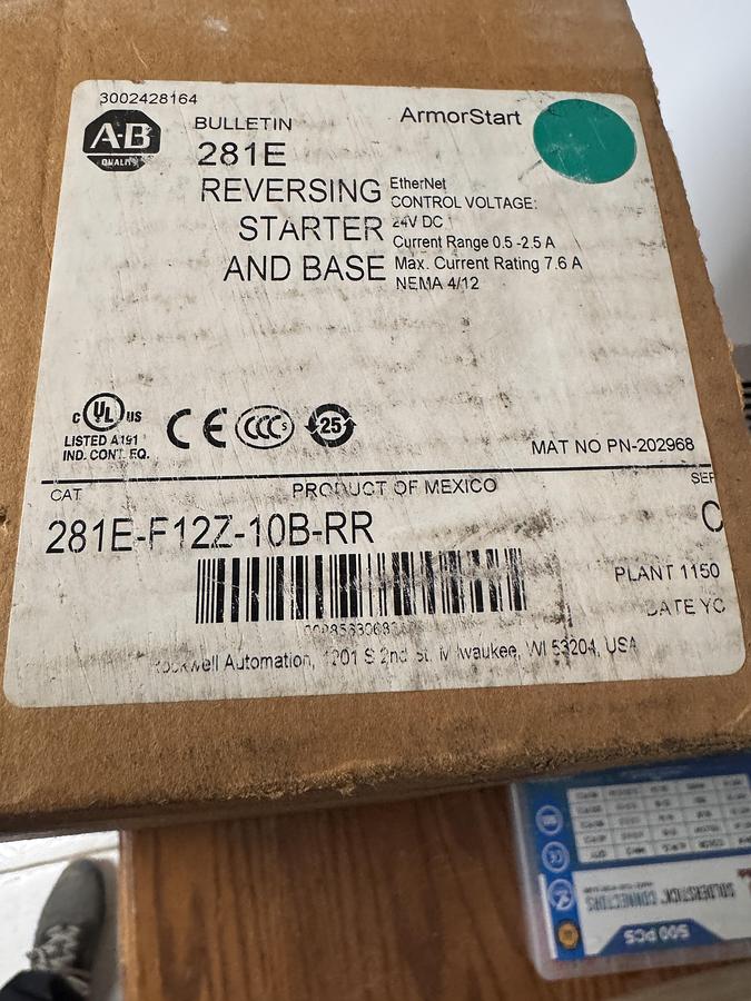 ALLEN BRADLEY 281E-F12Z-10B-RR COMPACT REVERSING STARTER & ARMORSTART MOTOR CONTROLLER - MOTOR STARTERS