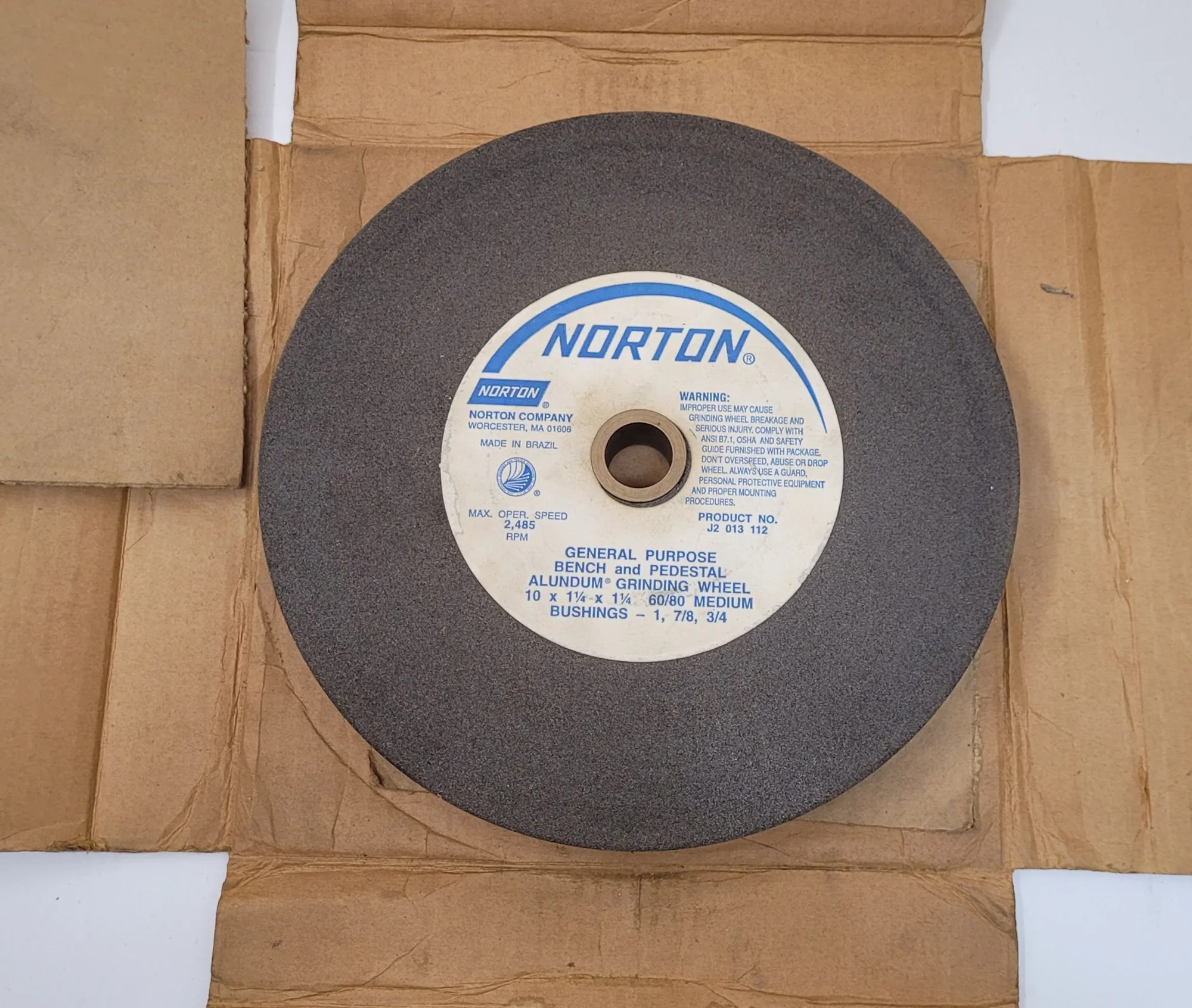 NORTON GRINDING WHEEL, GENERAL PURPOSE BENCH & PEDESTAL, 10X1-1/4X1-1/4, 60/80 MEDIUM - MACHINING TOOLING & PARTS