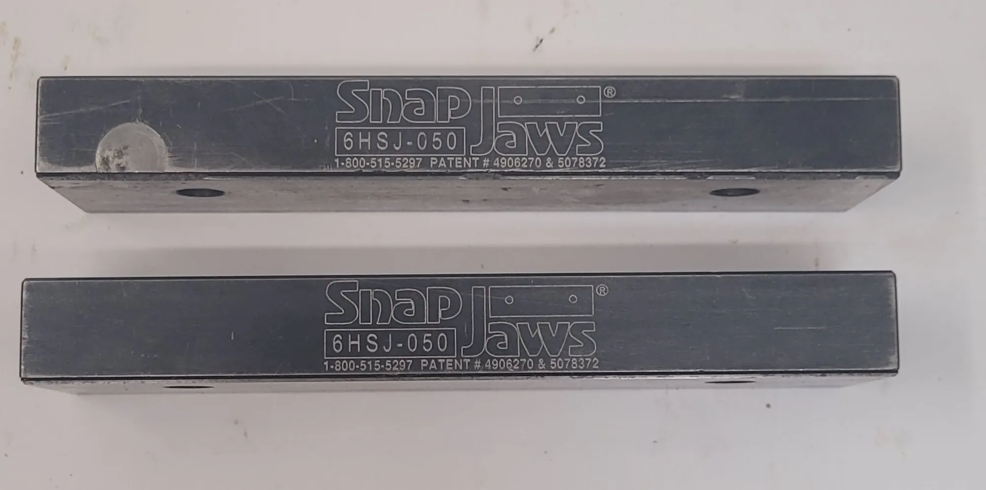 SNAP JAWS 6HSJ-050 QUICK CHANGE VISE JAWS, 6 IN VISE COMPATIBILITY, HARD STEEL, SET OF 2 - MACHINING TOOLING & PARTS