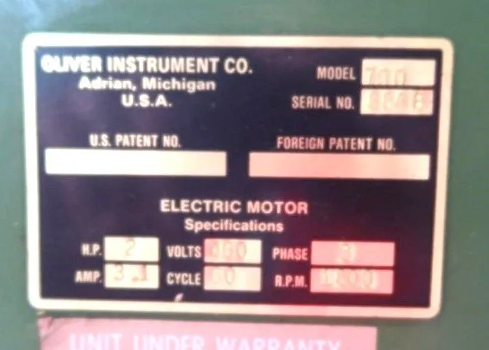 1998 OLIVER 700 DRILL POINT GRINDER, 2HP, 460V, 9" WHEEL, 0.5-3.125" CAP, 80-160° - TOOL GRINDERS