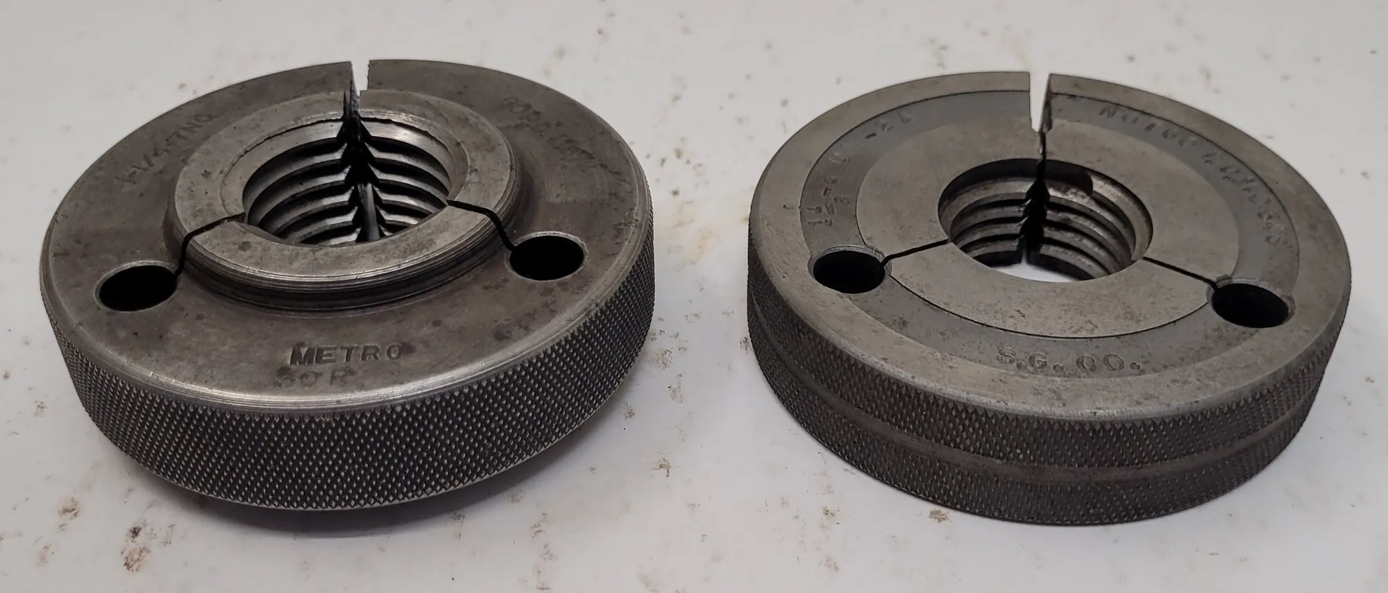 UNBRANDED THREAD RING GAUGES, GO/NO GO, VARIOUS SIZES, SET OF 2 - MACHINING TOOLING & PARTS