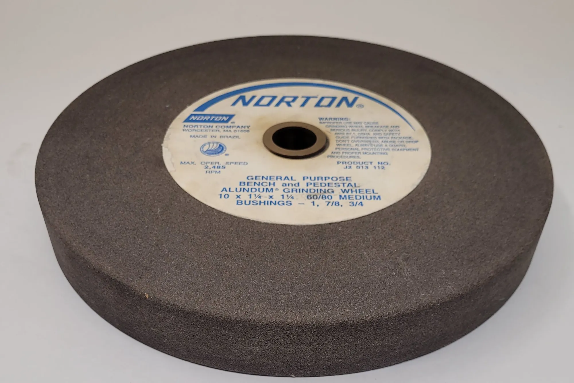 NORTON GRINDING WHEEL, GENERAL PURPOSE BENCH & PEDESTAL, 10X1-1/4X1-1/4, 60/80 MEDIUM - MACHINING TOOLING & PARTS