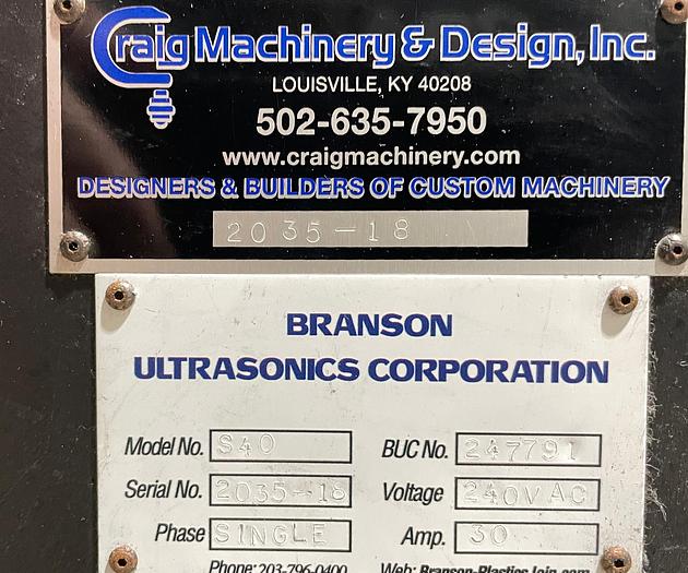 2020 BRANSON 2000X ULTRASONIC WELDING SYSTEM, 4000W, 20KHZ, 200-240VAC, 25A, 1PH, 50/60HZ - SPOT & SEAM WELDERS